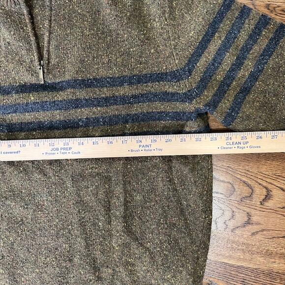 Hart Schaffner Marx Lambswool Quarter Zip Pullover Sweater Mens L Green Stripe - Picture 4 of 7